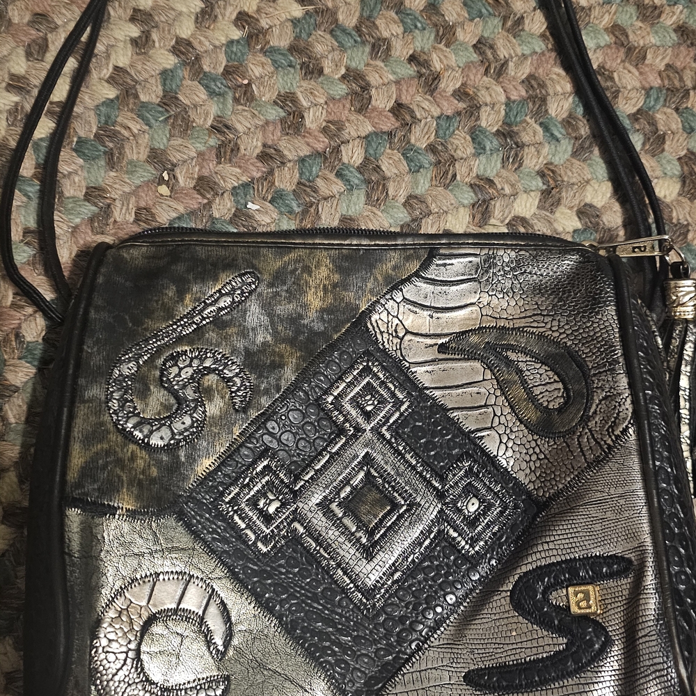 Elegant Black and Silver Women's Shoulder Bag